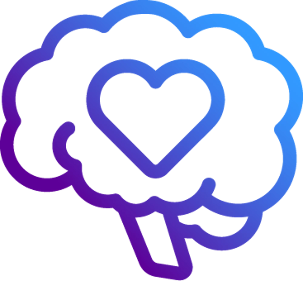 Icon of a brain with a heart in it