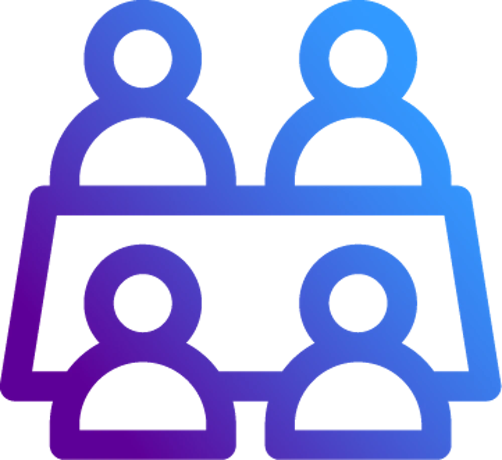 Icon of people around a desk