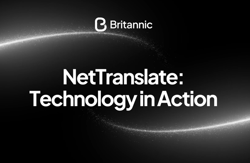 Abstract image of man pressing his smartphone with different languages swirling around