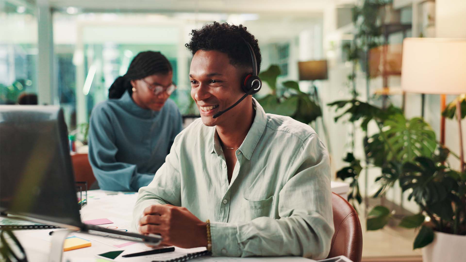 customer service representative smiling