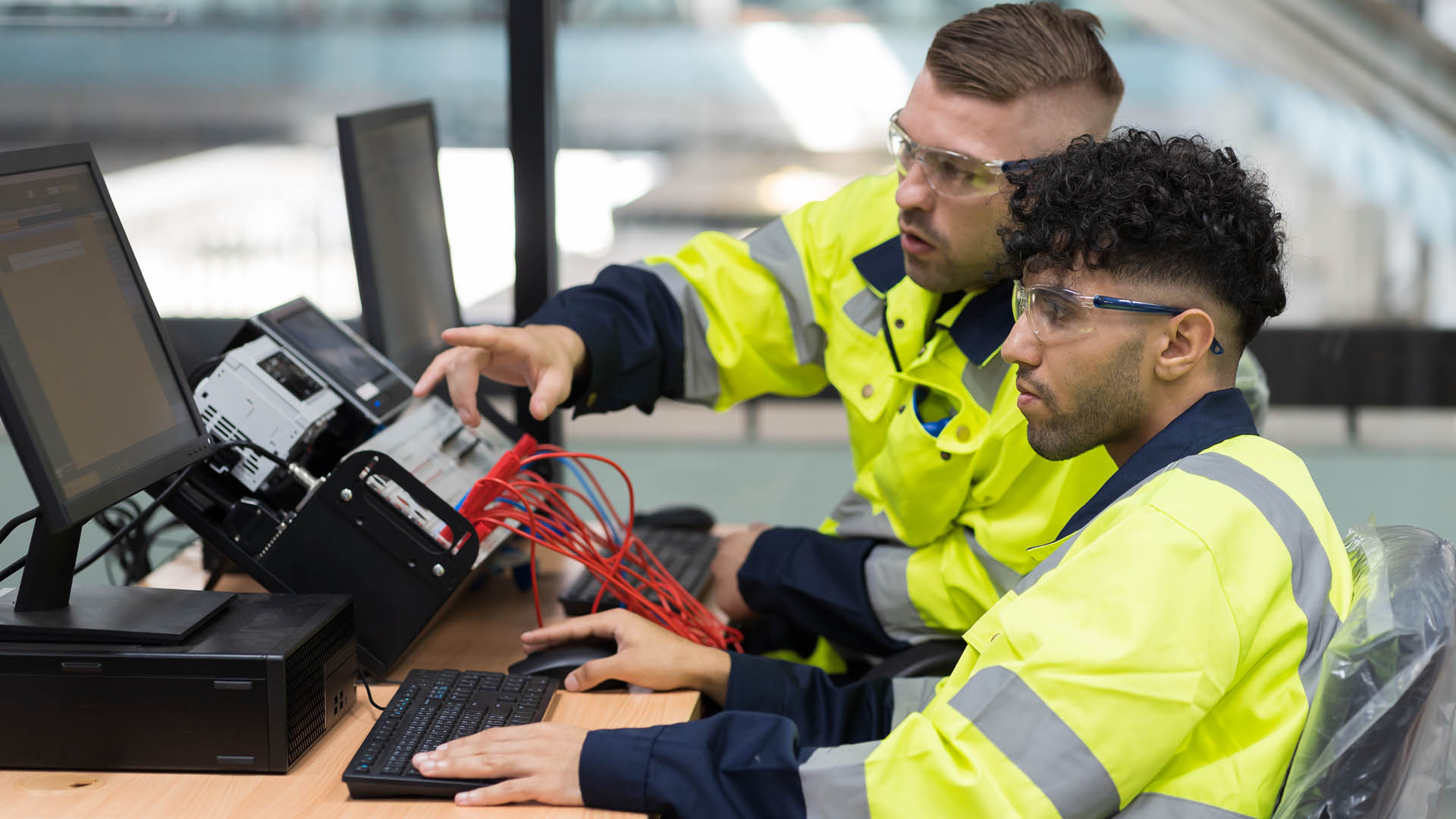 Teacher with Apprentice learning digital skills
