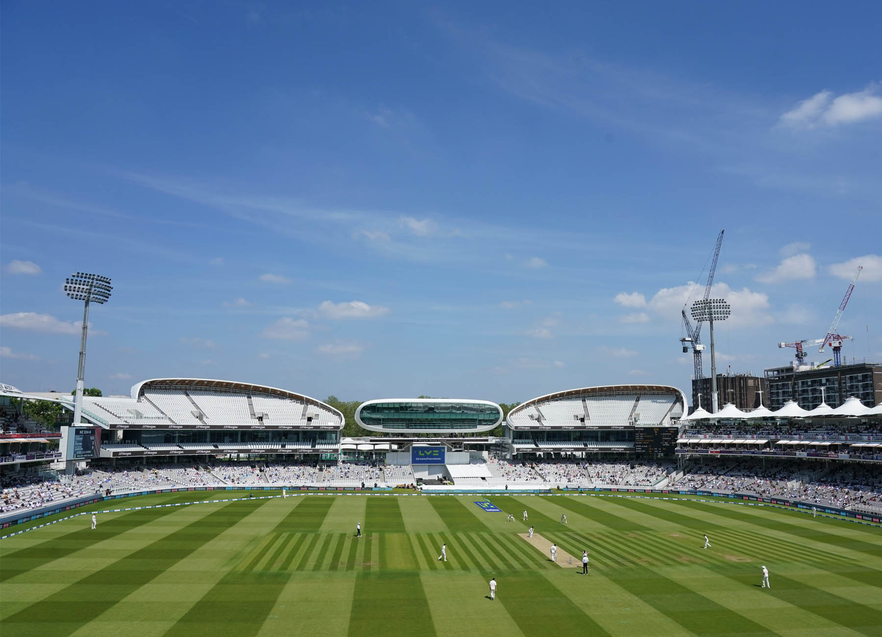 Lords cricket ground wide shot of cricket match